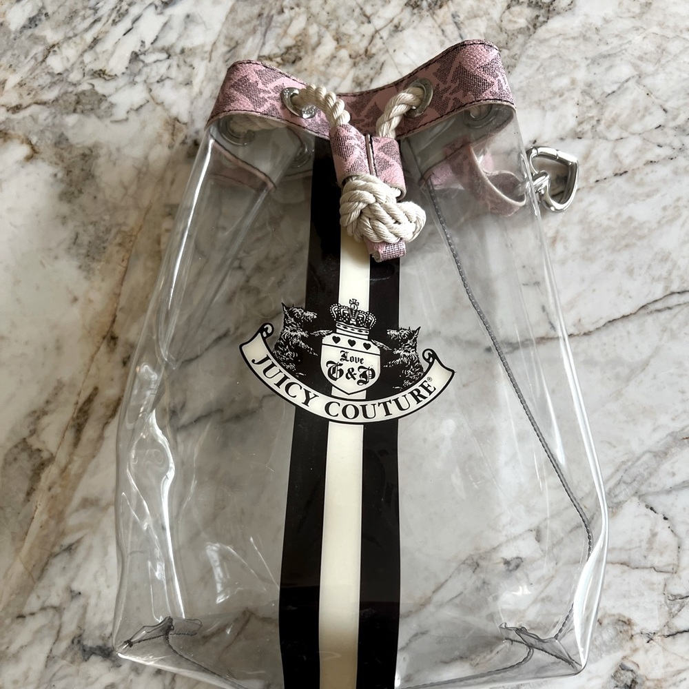 Juicy Couture clear bag with attached key fob. Limited edition.